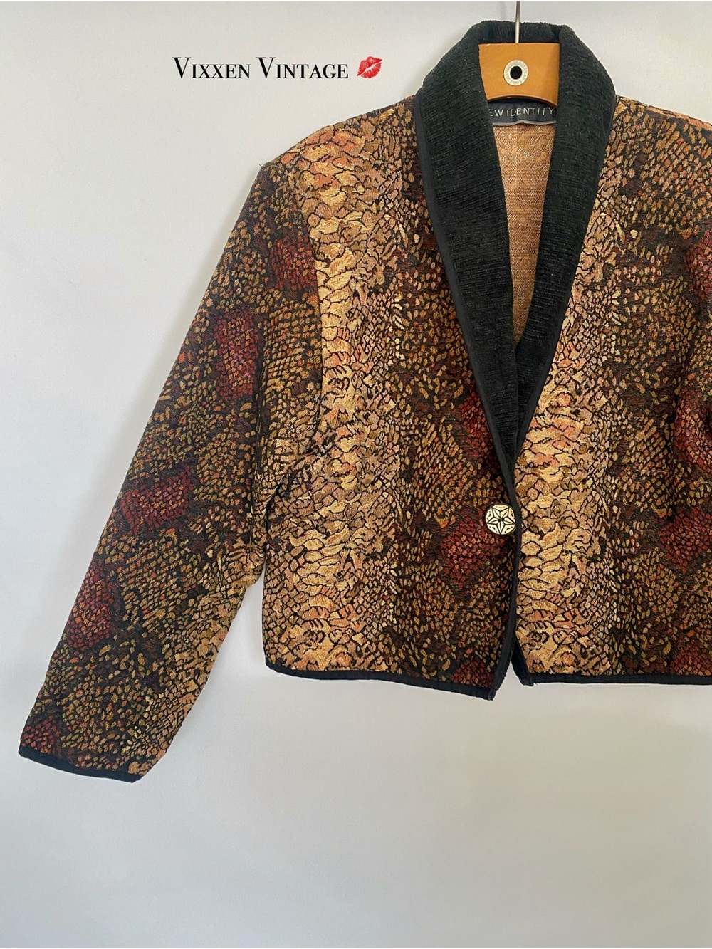 VINTAGE 1990'S NEW IDENTITY WOVEN CROPPED TAPESTRY JACKET